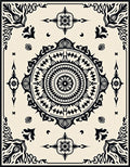Elegant Black Geometric Medallion Sunburst Rug