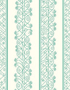 Teal Vine Scroll Striped Rug