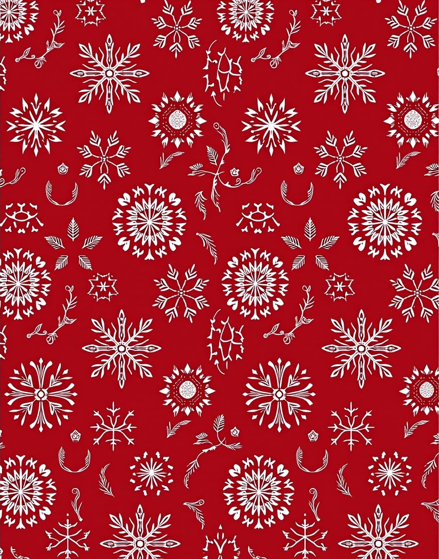 Crimson Snowflake Collage Winter Scene Rug