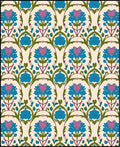 Blue Pink Floral Arch Repeat Rug