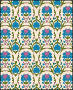Blue Pink Floral Arch Repeat Rug