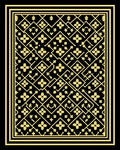Golden Lattice Floral Black Rug