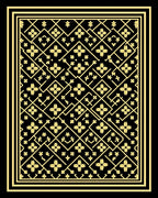 Golden Lattice Floral Black Rug