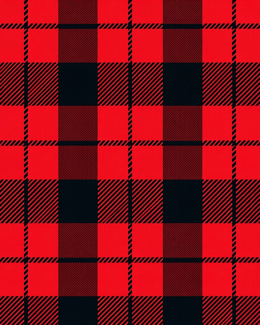 Classic Red Black Plaid Checkered Rug