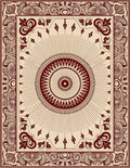 Maroon Sunburst Medallion Bordered Rug