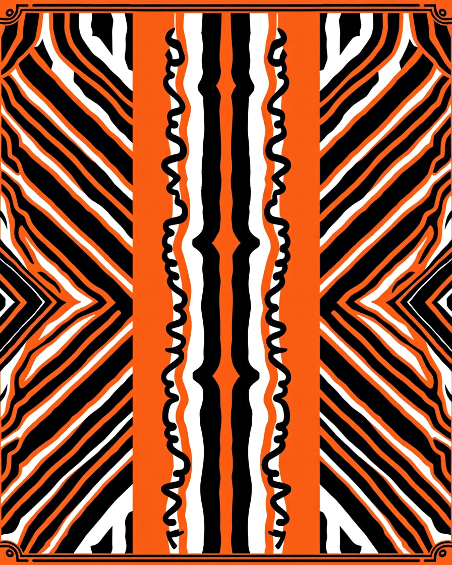 Bold Orange Black White Zebra Stripes Rug