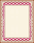 Crimson And Brown Geometric Frame Rug