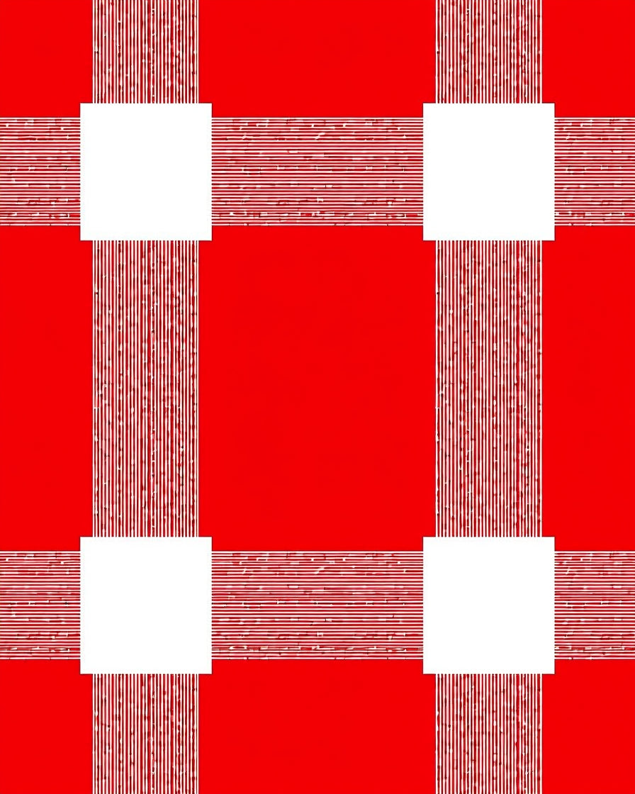 Bold Red White Gingham Squares Rug