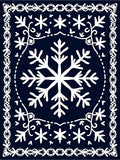 Navy White Snowflake Ornamental Rug