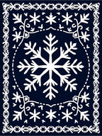 Navy White Snowflake Ornamental Rug