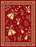 Crimson Gold Bell Botanical Border Rug