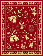 Crimson Gold Bell Botanical Border Rug