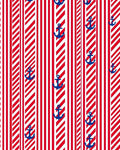 Nautical Red White Anchor Stripe Rug