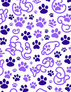 Whimsical Purple Paw Prints Background Rug
