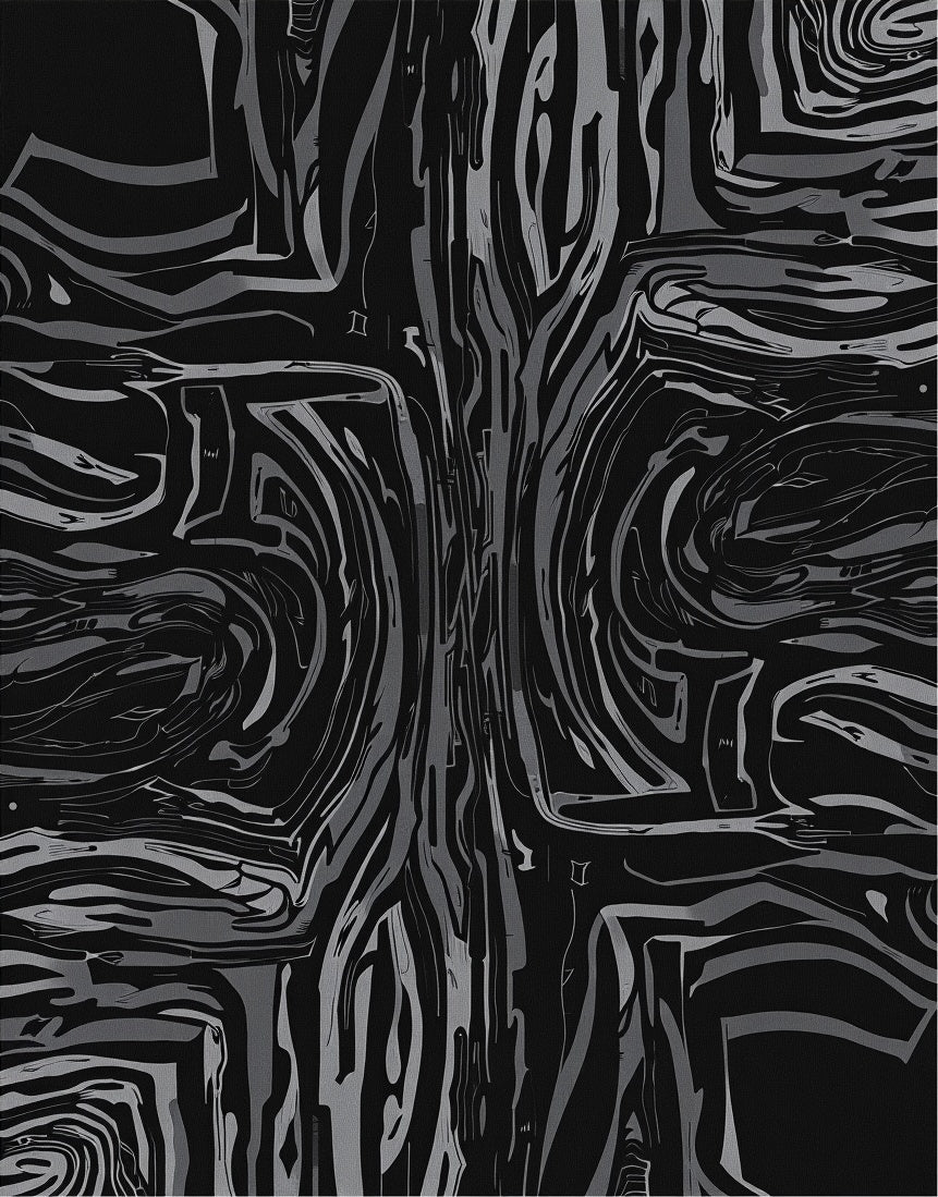 Monochrome Swirling Fluid Abstract Rug
