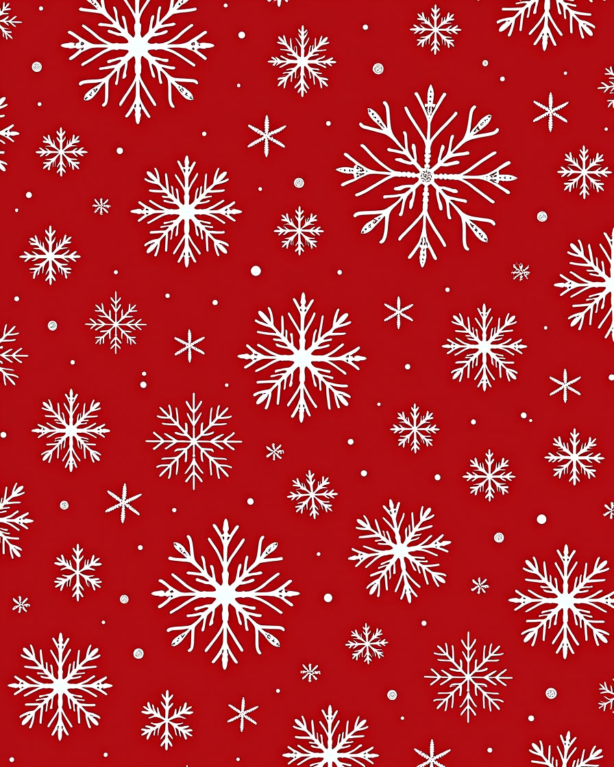 Crimson White Snowflake Shower Rug