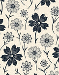 Black Floral Graphic Blossom Arrangement Rug