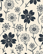 Black Floral Graphic Blossom Arrangement Rug