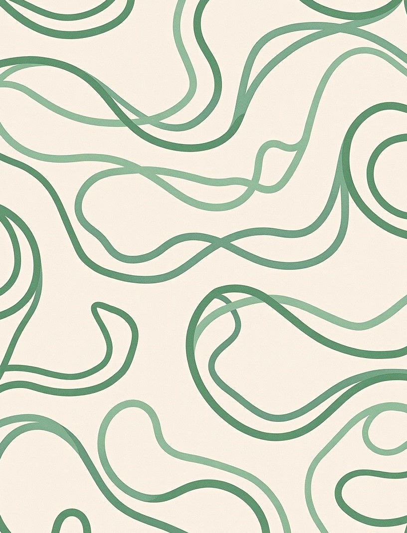 Green Vine Abstract Swirl Rug