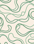 Green Vine Abstract Swirl Rug