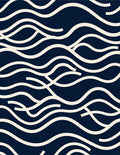 Navy Cream Wavy Line Art Rug
