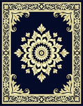 Classic Navy Golden Floral Medallion Rug