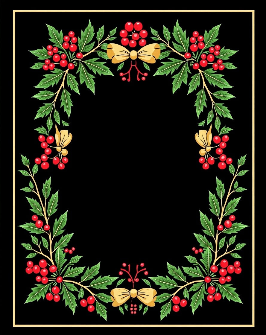 Festive Red Berry Holly Garland Rug
