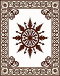 Brown Sunburst Emblem Cream Border Rug