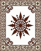 Brown Sunburst Emblem Cream Border Rug