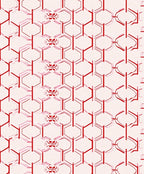 Red Hexagonal Butterfly Chain Rug