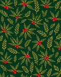 Emerald Green Holly Berry Branches Rug