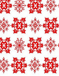 Crimson Snowy Star Repeating Motif Rug