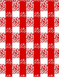 Bright Red Gingham Floral Medallion Rug