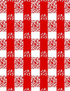 Bright Red Gingham Floral Medallion Rug