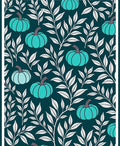 Teal Pumpkin White Foliage Overlay Rug