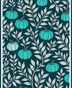 Teal Pumpkin White Foliage Overlay Rug