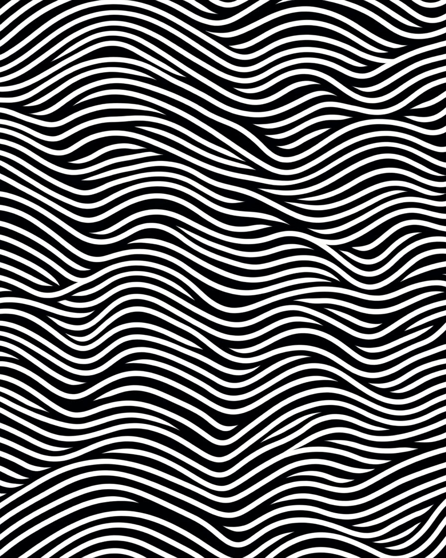 Black White Wavy Stripe Landscape Rug