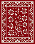 Crimson Floral Vine Scrollwork Rug