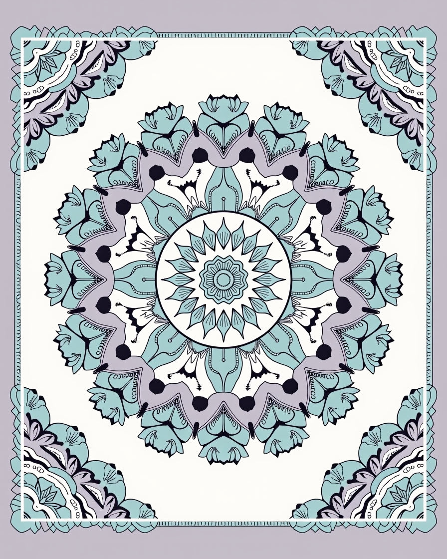Seafoam Lavender Mandala Square Rug