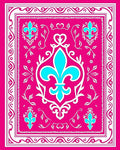 Bold Pink Fleur de Lis Border Rug