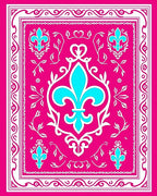 Bold Pink Fleur de Lis Border Rug