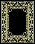 Ornate Yellow Scrollwork Border Rug