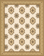 Antique Cream Ornamental Floral Arrangement Rug