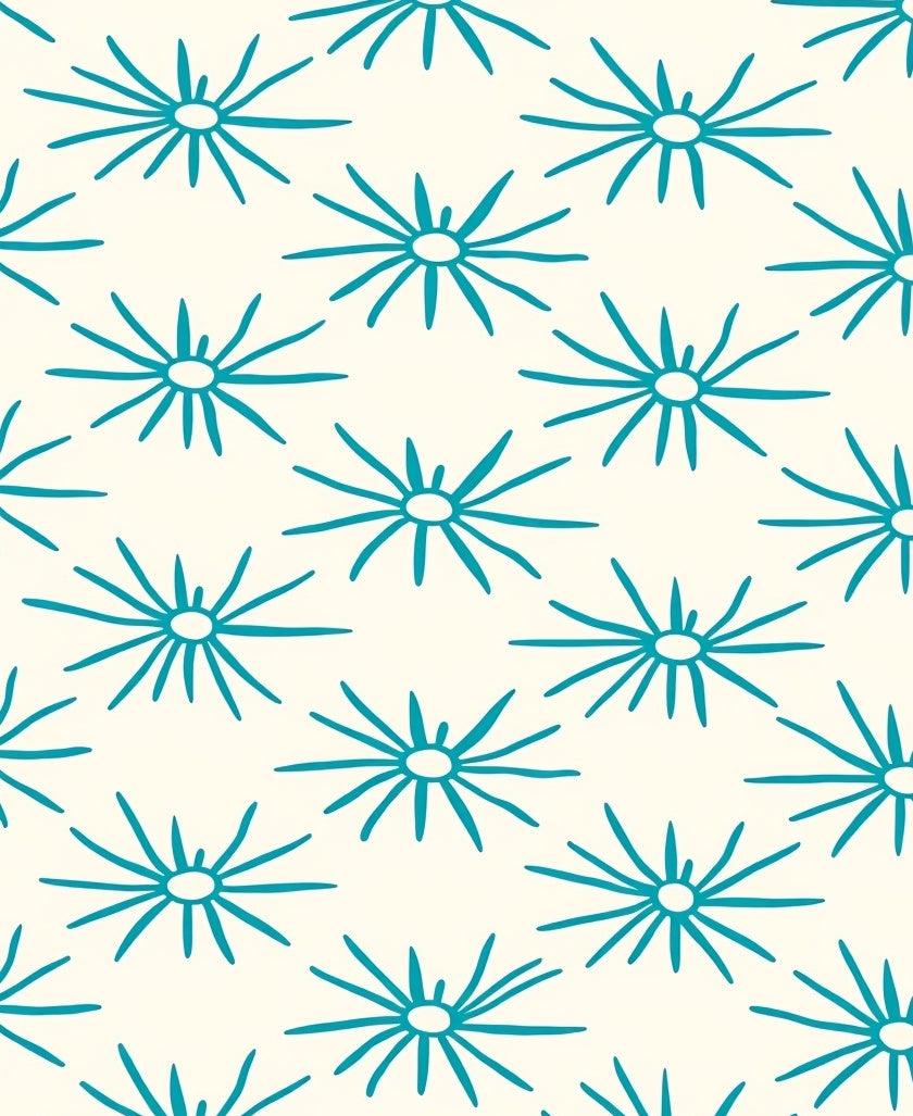 Turquoise Starburst Cream Backdrop Rug