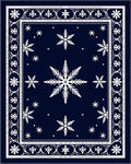 Navy White Snowflake Border Art Rug