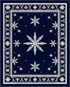 Navy White Snowflake Border Art Rug