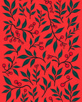 Red Berry Branch Foliage Rug