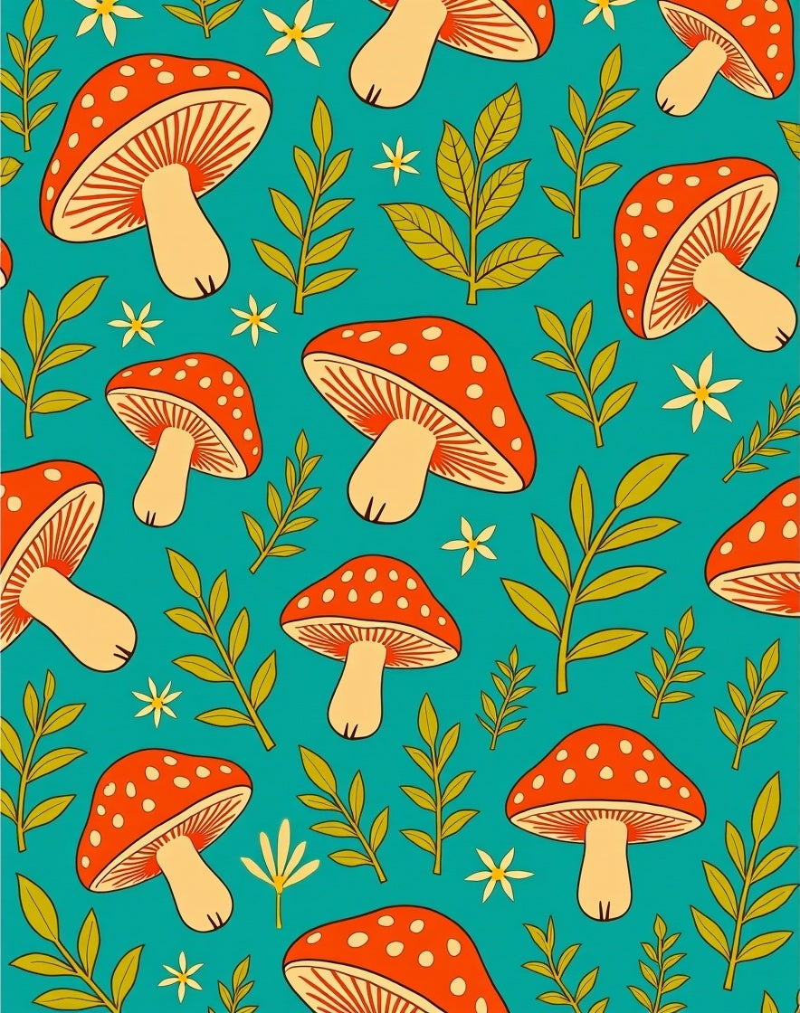 Cute Red Mushroom Forest Whimsical Whimsy Rug