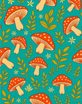 Cute Red Mushroom Forest Whimsical Whimsy Rug