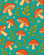 Cute Red Mushroom Forest Whimsical Whimsy Rug